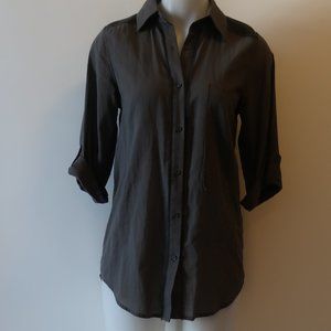 ALICE + OLIVIA GRAY BUTTON DOWN BLOUSE SZ XS*